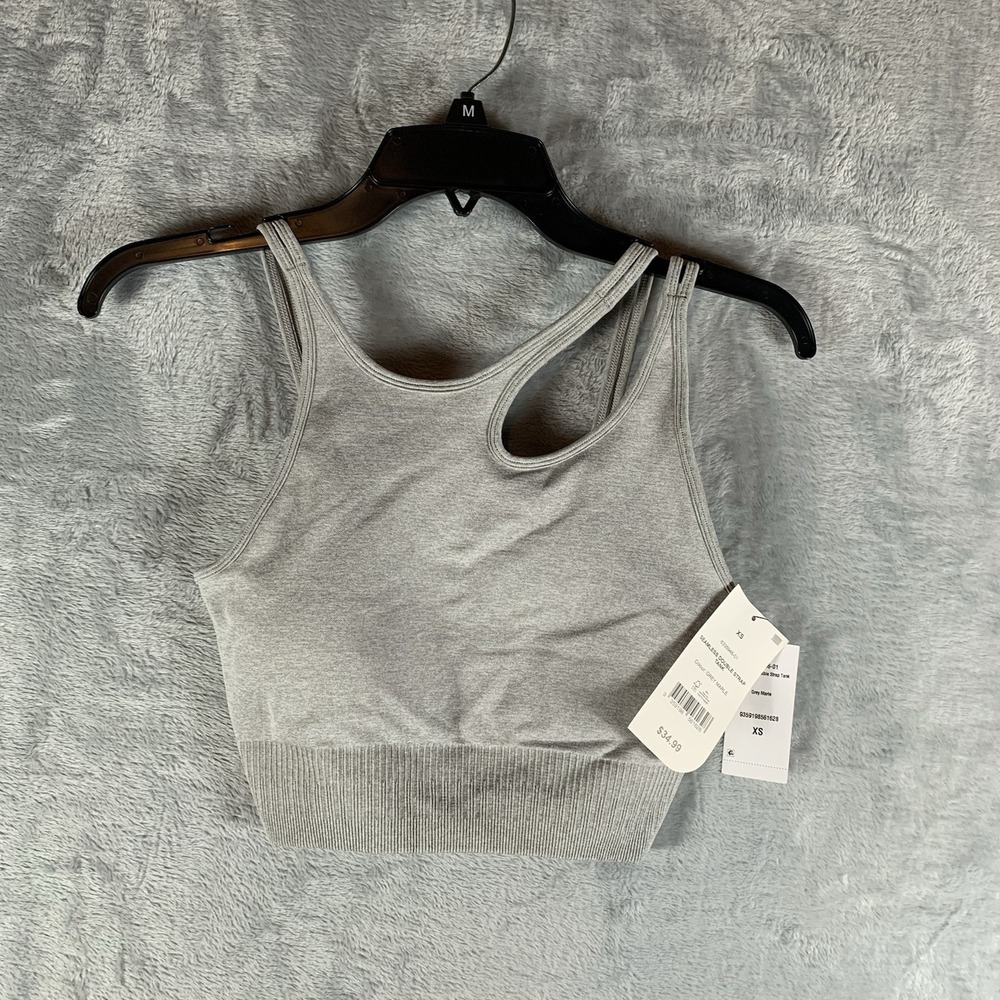 Cotton‎ On Body Women's Sports Bra Seamless Double Strap Tank Gray XS
